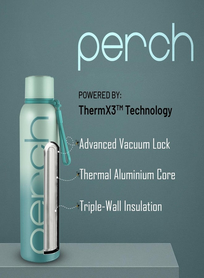 Perch Zion Hot and Cold Steel Water Bottle 720 ml, ISI Certified, Vacuum Insulated | for School, Gym, Office, Home | Leak Proof, BPA-Free | Flask for Kids, Men and Women | Cyan - Image 4